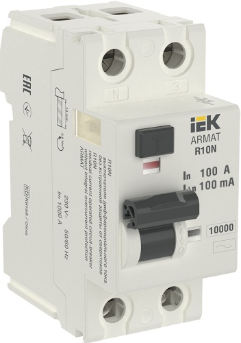 ARMAT Выключатель дифференциального тока R10N 2P 100А 100мА тип AC | код AR-R10N-2-100C100 | IEK