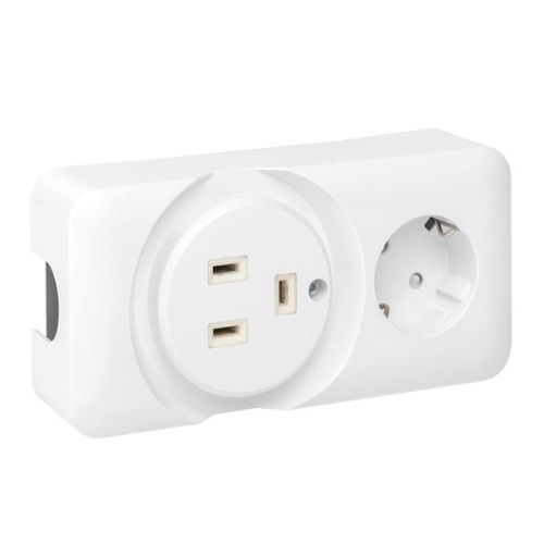 Розетка двойная (РШ/евро) 32А/16A 250В 2P+PE бел, | код AS-250-32/16-O | EKF фото 3