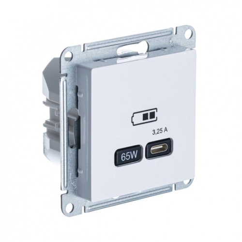 Розетка USB AtlasDesign тип C 65Вт QC PD высокоскор. ЗУ механизм бел. | код. ATN000127 | Systeme Electric