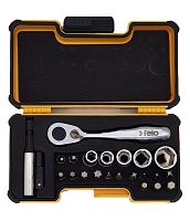 Набор бит PZ/PH/TX/HEX и головок с мини трещоткой в кейсе, 23 шт | код 5772306 | FELO