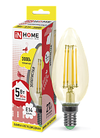 Лампа светодиодная LED-СВЕЧА-deco 5Вт 230В Е14 3000К 450Лм золотистая IN HOME | код 4690612007182 | IN HOME