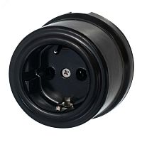 Розетка с заземляющим контактом, черный, керамика | код B1-101-03 | Bironi