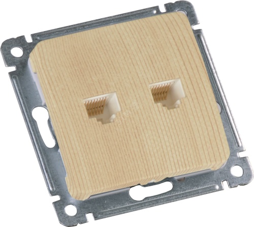 MASTER Розетка компьютеная и телефонная скрытой установки, в рамку, сосна | код РСКТ-440-02 | HEGEL