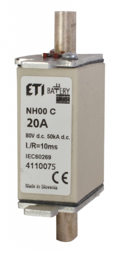 Предохранитель NH-000 Battery 20A 80V DC | код 004110075 | ETI