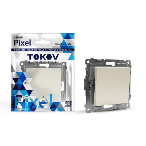 Выключатель 1-кл. СП Pixel 10А IP20 механизм беж. | код TKE-PX-V1-C02 | TOKOV ELECTRIC