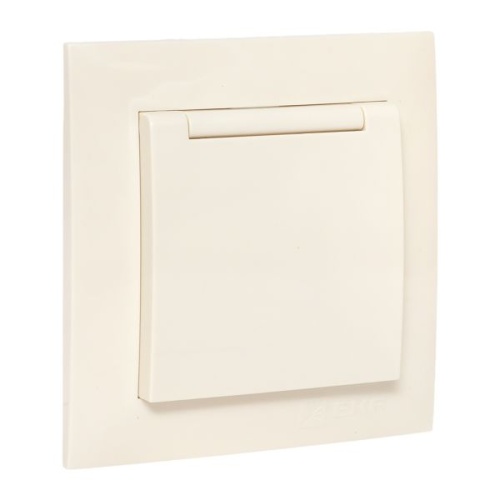 Валенсия розетка 1-местная с/з 16А кремова с крышкой и защ, штор, | код EWV10-124-20 | EKF фото 3