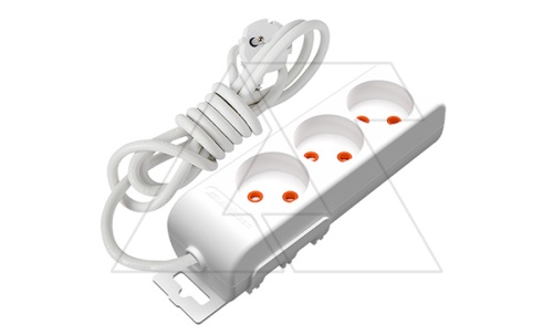 Ri-tech - Удлинитель 3x2P, нем. ст., со шторками, кабель 2x0,75мм?, 2м, белый | код 001-175-390002-02-00 | Mutlusan