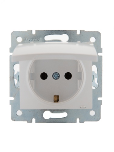 KARINA Розетка с/з с крышкой керамика жемчужно-белый перламутр (10шт/120шт) | код 707-3088-123 | Lezard