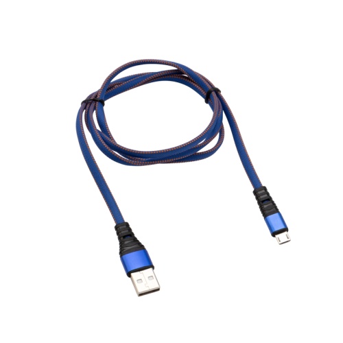 Кабель REXANT USB-microUSB 1 м, плоский провод, синяя джинсовая оплетка | код 18-1163 | REXANT
