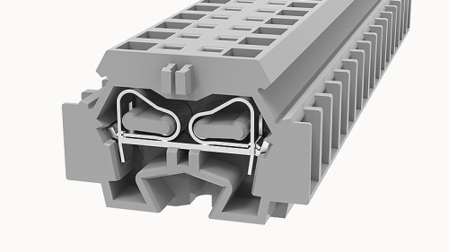 WS4-DB-01P-11-00Z(H) Клеммный блок (клеммник) мини проходной пружин., модульный (с проуш. крепл.), выс. 23.0 мм/глуб. 33.4 мм, сеч. пров. 28-12AWG/ до 4.0 кв.мм, до 300В/20А, серый изол., шир. 7.0 мм | код 11030000281 | DEGSON