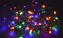 LIGHTING Гирлянда нить 10м 100 светодиодов RGB IP20 зеленый шнур 1,5м 230В контроллер 8 сцен | код LGDB110-3-100-10-G-S-20 | IEK