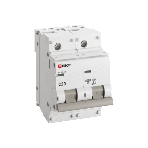 Автоматический выключатель 2P 20А (C) 10kA ВА 47-100 PROxima | код mcb47100-2-20C-pro | EKF фото 4