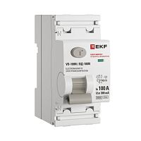Выключатель дифференциального тока ВД-100N 2P 100А 30мА A эл-мех 6кА PROXIMA EKF | код E1026MA10030 | EKF