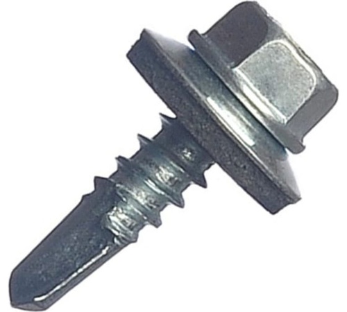 Саморез кровельный 5.5х19 сверло шайба EPDM | код screw-KR-5.5х19s | Крепдил (упак.3600 шт.)
