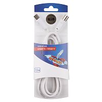 Шнур шт. TV - гн. TV 1.5М, белый REXANT | код 06-3080 | REXANT