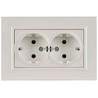 Розетка 2-м СП BRITE РСПл12-3-БрЖ 16А в сборе с заземл. без защ. шторок плоская жемчуж. IEK BR-R27-16-K36-F