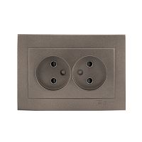 Валенсия лицевая панель розетка 2-местной б/з 10А графит с защ, штор, PROxima | код ESR10-L-102-60 | EKF