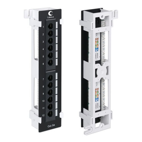 Патч-панель PL-12-Cat.5e-WL-Dual IDC настенная, 12 портов RJ-45, категория 5е, с подставкой (PL-12-Cat.5e-WL-Dual IDC) | код 7004c | Cabeus