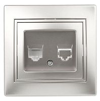 Розетка СП Plano 1-303-03 информационная RJ45 IP20 алюм. Intro Б0030086