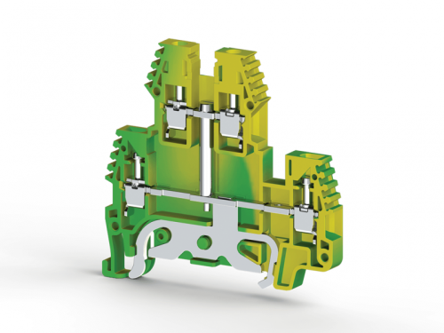 336 560, Клеммник 2-х ярусный, с внутр. перемычкой, с конт. на землю, 2,5 мм.кв., (земля), PIK 2,5NT | код 0.0.0.3.36560| KLEMSAN