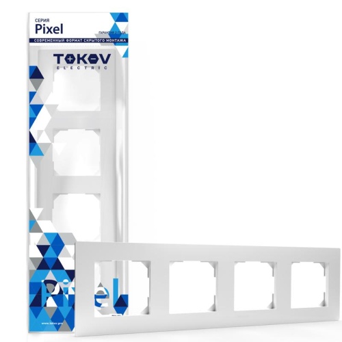 Рамка 4-м Pixel универс. бел. | код TKE-PX-RM4-C01 | TOKOV ELECTRIC