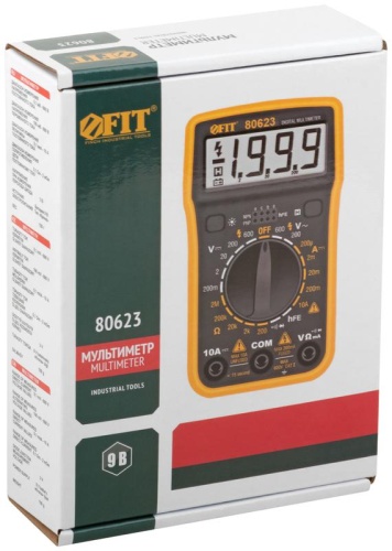 Мультиметр 0.1 мВ-600В; 0.1В-600В; 1 мкА-10 А; 0.1 Ом-2 МОм; коробка FIT 80623 фото 3 Мультиметр 0.1 мВ-600В; 0.1В-600В; 1 мкА-10 А; 0.1 Ом-2 МОм; коробка FIT 80623 фото 3