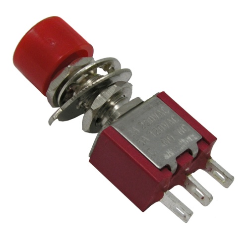 Кнопочный переключатель RUICHI TS-008, ON-ON, 5 А, 250 В, 100 мОм, круглый, красный | код 71698 | Ruichi