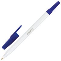 Ручка шариковая STAFF Office White, корпус белый, узел 1 мм, линия письма 0,7 мм, синяя, 142964 | код 142964 | STAFF