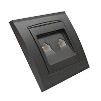 Розетка 2RJ45 серия Бриллиант,скрытой установки, 1А, механизм, графит | код 1079-Gr | Universal