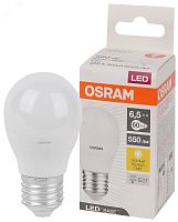 Лампа светодиодная LED Base Шарообразная 6,5 Вт (замена 60 Вт), 550Лм, 3000К, цоколь E27 OSRAM | код 4058075527775 | LEDVANCE