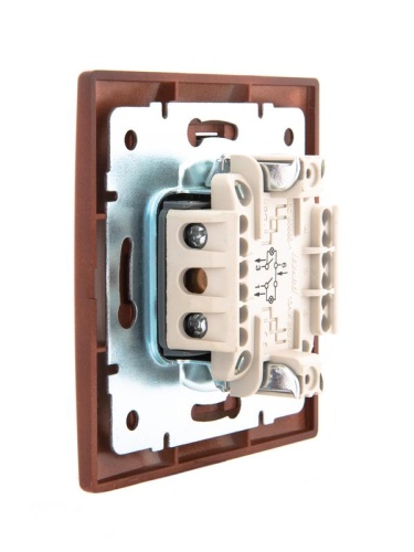 Мира Выключатель двухклавишный с подсветкой вишня | код 701-0601-112 | Lezard фото 5