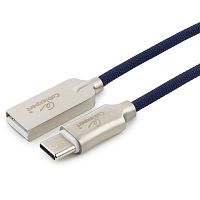 Кабель USB 2.0 Cablexpert CC-P-USBC02Bl-1M, AM/Type-C, серия Platinum, длина 1м, синий, нейлоновая оплетка, блистер | код CC-P-USBC02Bl-1M | Cablexpert