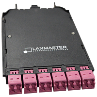 Компактная MPO кассета OM4, 12xLC, тип B, низкие потери, черная | код LAN-MCCB-1M-12LC/OM4 | LANMASTER