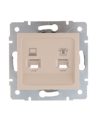KARINA Розетка компьютер+телефон крем (10шт/120шт) | код 707-0388-143 | Lezard