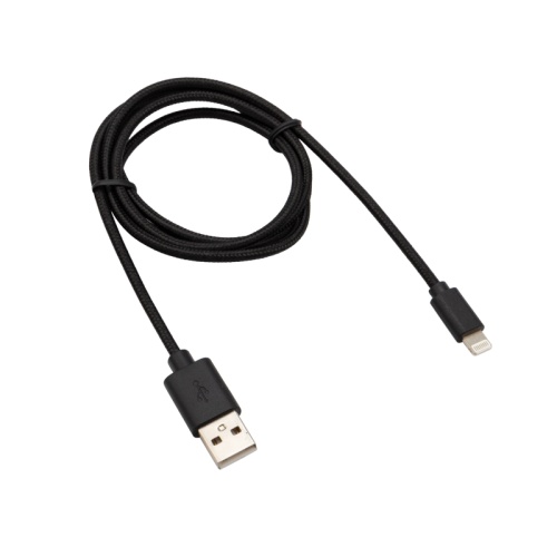 Кабель REXANT USB-Lightning 1 м, черная нейлоновая оплетка | код 18-7055 | REXANT
