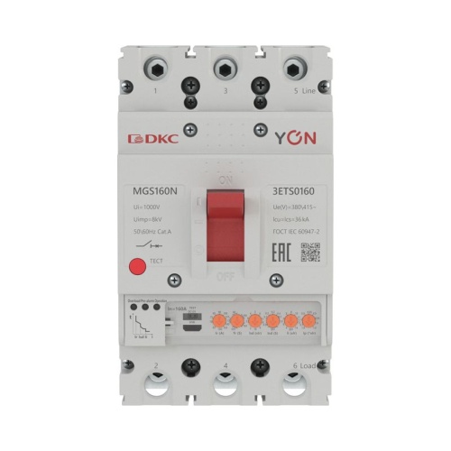 Выключатель автоматический в литом корпусе MGS160N 3P 63-160А 36кА с электронным расцепителем ETS YON MGS160N-3ETS0160 фото 2