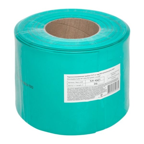 Термоусаживаемая трубка ТУТ нг 100/50 зелёная рулон PROxima | код tut-100-j | EKF фото 2