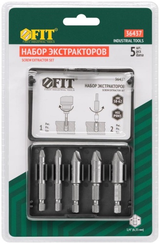 Экстракторы для болтов и шпилек усиленные HSS сталь профи 5шт FIT 36437 фото 3