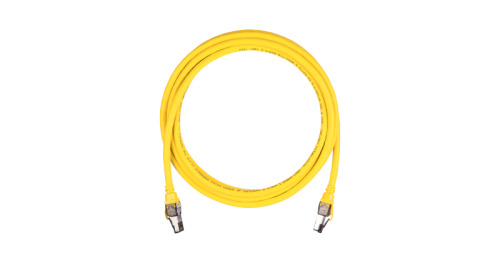 Коммутационный шнур NIKOMAX S/FTP 4 пары, Кат.8 (Класс I), 2000МГц, 2хRJ45/8P8C, T568B, заливной, с защитой защелки, многожильный, BC (чистая медь), 24AWG (7х0,195мм), LSZH нг(А)-HFLTx, желтый, 1м | код NMC-PC4SI55B-010-C-YL | NIKOMAX Серия