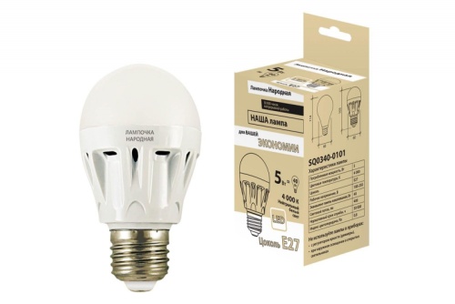 Лампа Народная светодиодная НЛ-LED-A60 5 Вт-4000 К-Е27 (60х105) | код SQ0340-0101 | TDM НАРОДНЫЙ