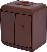 Выключатель 2-клавишный с подсветкой (коричн.) (IP54) VHE-2L-KR | код 004668047 | ETI