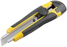 Нож технический 18 мм усиленный прорезиненный, вращ.прижим, лезвие 15 сегментов | код 10255 | FIT