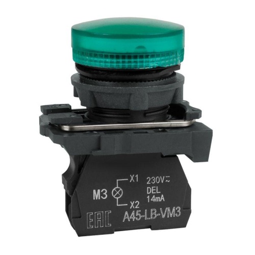 Лампа сигнальная OptiSignal D22 C5-L-M3 зел. пластик 230-240VAC XB5AVM3 | код 332188 | КЭАЗ