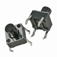 Тактовая кнопка RUICHI KAN0610-0731B, 6x6x7 мм, OFF-(ON), 50 мА, 12 В, 100 мОм | код 58559 | Ruichi