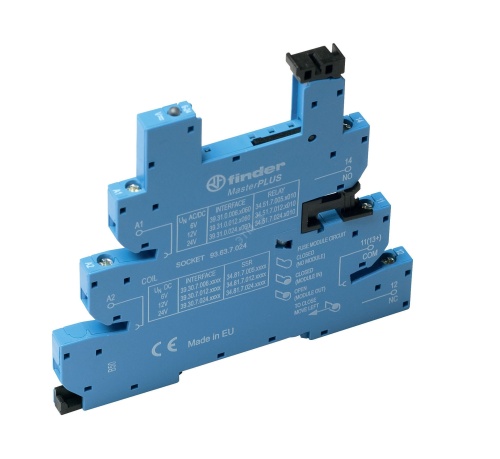 Розетка MasterPLUS с винтовыми клеммами (с зажимной клетью) для реле 34 серии, питание 230В АC, в комплекте пластиковая клипса, опции: LED | код 093.63.8.230 | FINDER