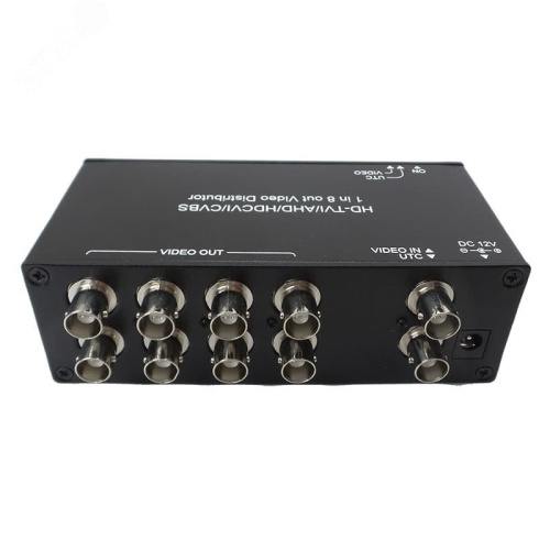 Разветвитель HDCVI/HDTVI/AHD/CVBS, BNC 4 входа - 8 выходов, DC 12V, до 600 м | код CD408HD | SC&T