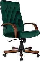 Кресло руководителя Бюрократ T-9928WALNUT Fabric зеленый Italia Green крестов. металл/дерево | код 1932029 | БЮРОКРАТ