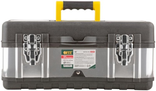 Ящик для инструмента пластиковый 16'' ( 410х215х185 мм ) замки и стенки нерж. сталь | код 65594 | FIT фото 3
