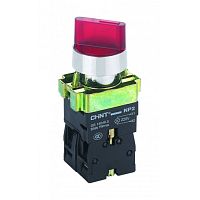 Переключатель NP2-BK12465, 2 положения фиксацией 1НО+1НЗ, красная AC230В (LED), IP40 (R) | код 575497 | CHINT