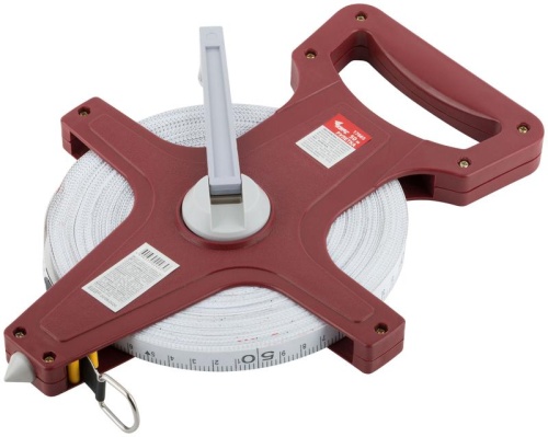 Рулетка землемерная, красный открытый корпус, фибергласовая лента 50 м | код 17665 | КУРС фото 2